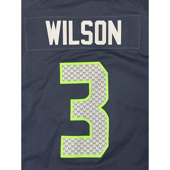 Authentic Russell Wilson Seattle Seahawks Mens Large Nike Jersey, Blue Stitched - Picture 5 of 7